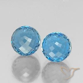 Pedras preciosas de Topázio Azul Suíço natural de 12.15 ct, Esfera / Bola, VVS