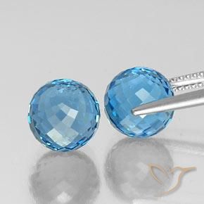 Pedras preciosas de Topázio Azul Suíço natural de 12.15 ct, Esfera / Bola, VVS
