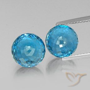 Pedras preciosas de Topázio Azul Suíço natural de 13.53 ct, Esfera / Bola, VVS-VS