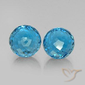 Pedras preciosas de Topázio Azul Suíço natural de 13.53 ct, Esfera / Bola, VVS-VS