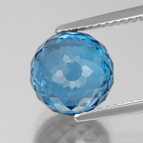Topázio azul natural 6,55ct, esfera / bola, VS