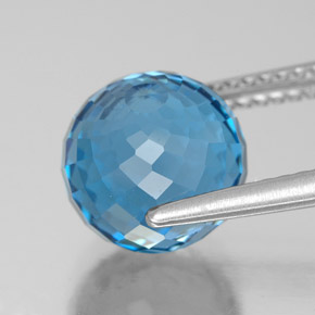 Topázio azul natural 6,55ct, esfera / bola, VS