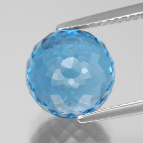 Topázio azul natural 7,53ct, esfera / bola, VS