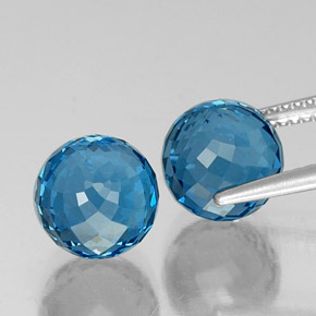 Topázio azul natural 11,06ct, esfera / bola, VVS-VS