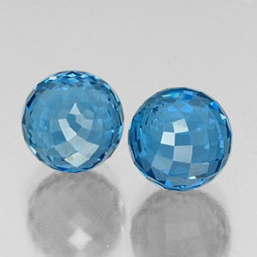 Pedras preciosas de topázio azul natural de 11,84 ct, esfera / bola, VS