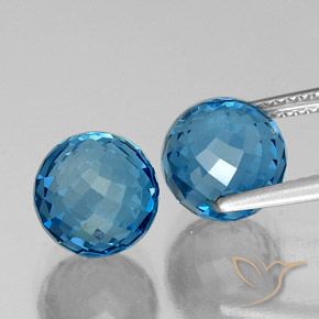 Pedras preciosas de Topázio Azul Suíço natural de 10.88 ct, Esfera / Bola, VS