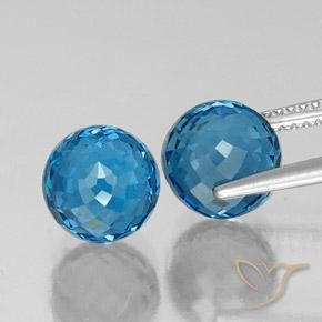 Pedras preciosas de Topázio Azul Suíço natural de 8.89 ct, Esfera / Bola, VVS-VS