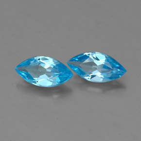 Pedras preciosas de topázio azul natural de  ct, marquise, VVS