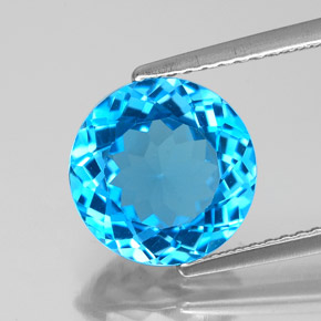 Topázio azul natural 4,00ct, corte redondo, VS