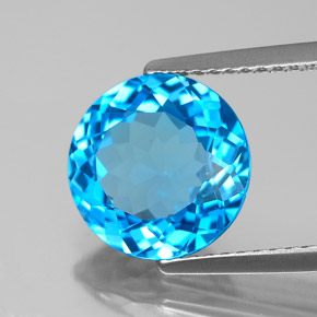 Topázio azul natural 4,00ct, corte redondo, VS