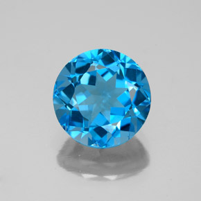 Topázio azul natural 3,72ct, corte redondo, VS