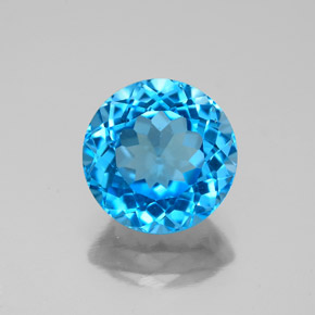 Topázio azul natural 3,42ct, corte redondo, VS