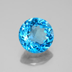 Topázio azul natural 3,42ct, corte redondo, VS