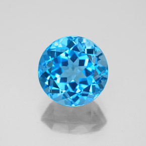 Topázio azul natural 3,38ct, corte redondo, VVS