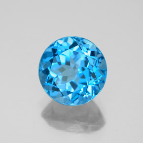 Topázio azul natural 3,38ct, corte redondo, VVS