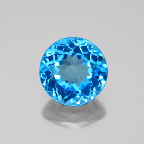 Topázio azul natural 3,21ct, corte redondo, SI