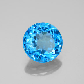 Topázio azul natural 3,21ct, corte redondo, SI