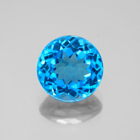 Topázio azul natural 3,20ct, corte redondo, VVS