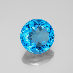 Topázio azul natural 3,20ct, corte redondo, VVS