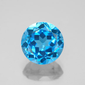 Topázio azul natural 3,75ct, corte redondo, VVS