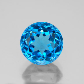 Topázio azul natural 3,87ct, corte redondo, VVS-VS