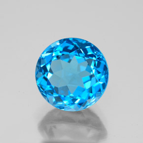 Topázio azul natural 3,87ct, corte redondo, VVS-VS