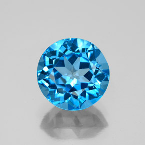 Topázio azul natural 3,55ct, corte redondo, VVS-VS
