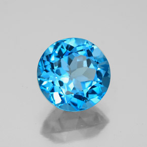 Topázio azul natural 3,55ct, corte redondo, VVS-VS