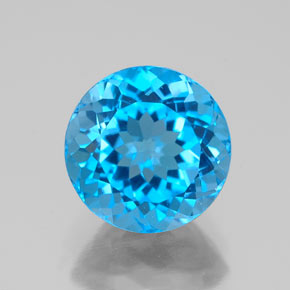 Topázio azul natural 3,74ct, corte redondo, VVS-VS