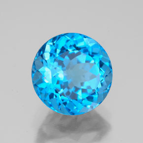 Topázio azul natural 3,74ct, corte redondo, VVS-VS