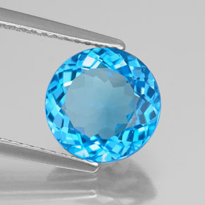 Topázio azul natural 3,09ct, corte redondo, VS