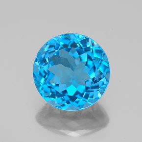 Topázio azul natural 3,34ct, corte redondo, VVS