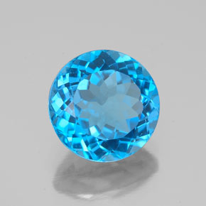 Topázio azul natural 3,34ct, corte redondo, VVS