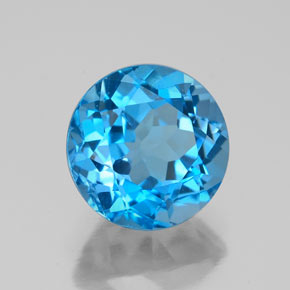 Topázio azul natural 3,72ct, corte redondo, VVS