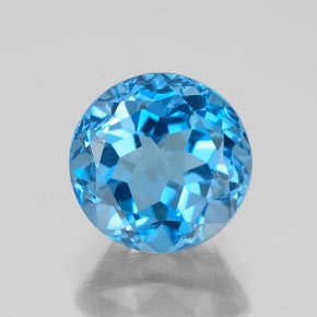 Topázio azul natural 3,63ct, corte redondo, VVS