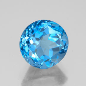 Topázio azul natural 3,63ct, corte redondo, VVS