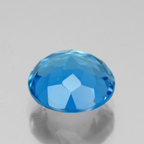 Topázio azul natural 3,37ct, corte redondo, VVS-VS