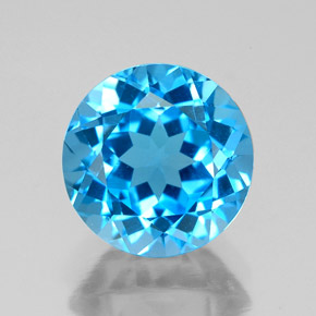 Topázio azul natural 3,27ct, corte redondo, VVS