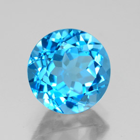 Topázio azul natural 3,27ct, corte redondo, VVS
