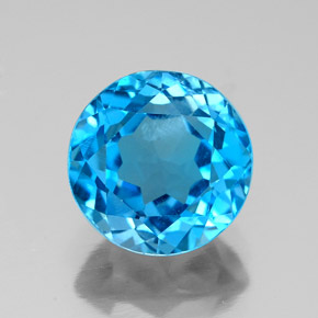 Topázio azul natural 3,42ct, corte redondo, VS-SI