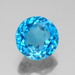 Topázio azul natural 3,42ct, corte redondo, VS-SI
