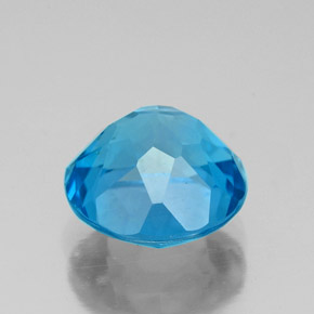 Topázio azul natural 3,42ct, corte redondo, VS-SI