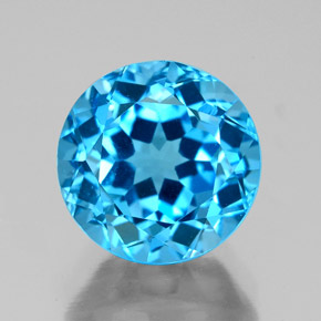 Topázio azul natural 3,95ct, corte redondo, VS