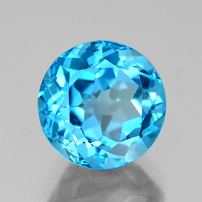 Topázio azul natural 3,95ct, corte redondo, VS