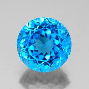 Topázio azul natural 3,77ct, corte redondo, VS-SI