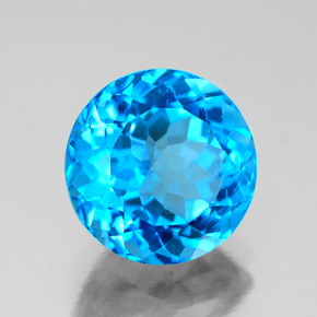 Topázio azul natural 3,77ct, corte redondo, VS-SI