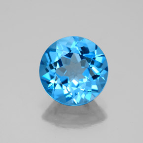 Topázio azul natural 2,93ct, corte redondo, VVS