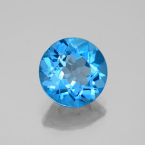 Topázio azul natural 2,93ct, corte redondo, VVS