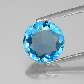Topázio azul natural 2,86ct, corte redondo, VVS-VS