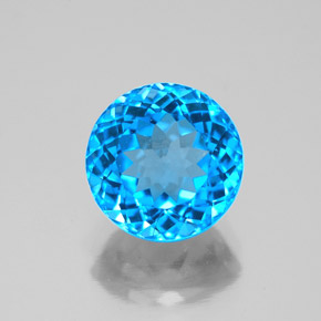 Topázio azul natural 3,80ct, corte redondo, VS-SI